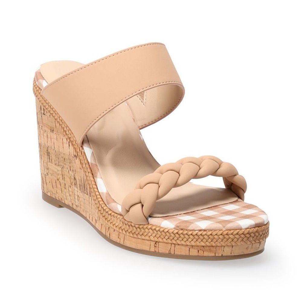 Draper James Neutral Pink Slip On Braided Strap Wedges Women’s Shoe Size 9.5